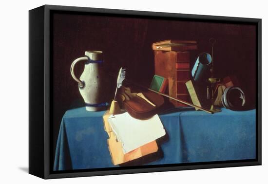 Tabletop with Violin-John Frederick Peto-Framed Premier Image Canvas