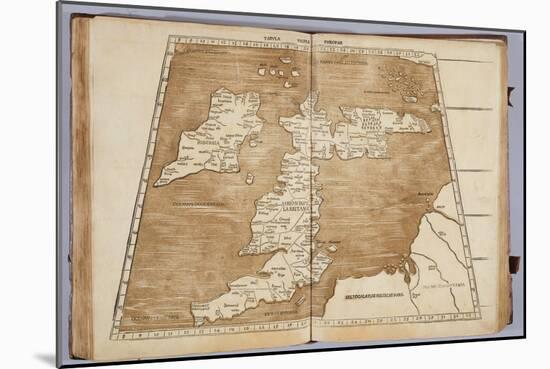 Tabula Prima Europa, from 'Geographie Opus Novissima Traductione E Grecorum Archetypis…-Ptolemy-Mounted Giclee Print