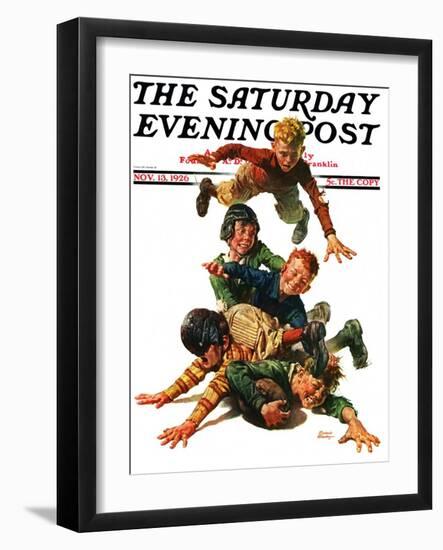 "Tackle," Saturday Evening Post Cover, November 13, 1926-Frederic Stanley-Framed Giclee Print