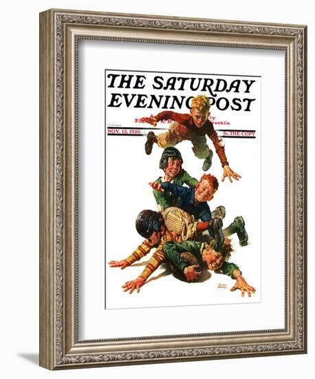 "Tackle," Saturday Evening Post Cover, November 13, 1926-Frederic Stanley-Framed Giclee Print