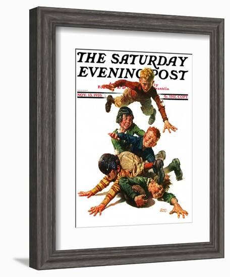 "Tackle," Saturday Evening Post Cover, November 13, 1926-Frederic Stanley-Framed Giclee Print