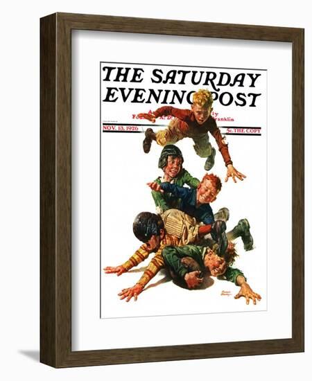 "Tackle," Saturday Evening Post Cover, November 13, 1926-Frederic Stanley-Framed Giclee Print