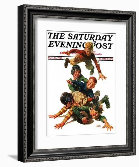 "Tackle," Saturday Evening Post Cover, November 13, 1926-Frederic Stanley-Framed Giclee Print