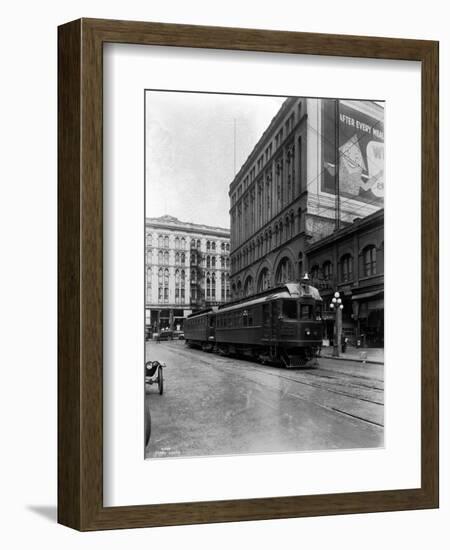 Tacoma Electric Interurban at Station, 1924-Asahel Curtis-Framed Giclee Print