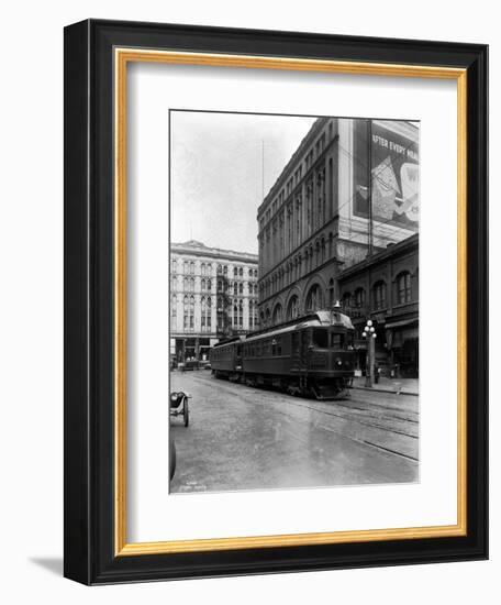 Tacoma Electric Interurban at Station, 1924-Asahel Curtis-Framed Giclee Print