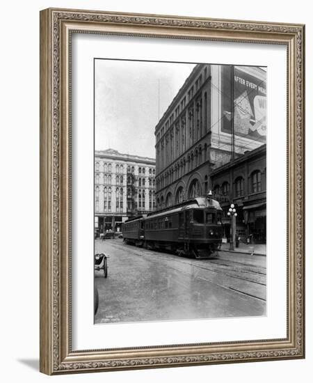 Tacoma Electric Interurban at Station, 1924-Asahel Curtis-Framed Giclee Print