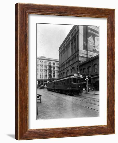 Tacoma Electric Interurban at Station, 1924-Asahel Curtis-Framed Giclee Print