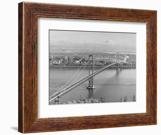 Tacoma Narrows Bridge from Gig Harbor Towards Tacoma, WA (ca. 1950)-null-Framed Giclee Print