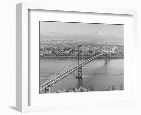 Tacoma Narrows Bridge from Gig Harbor Towards Tacoma, WA (ca. 1950)-null-Framed Giclee Print