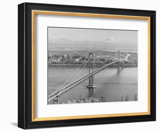 Tacoma Narrows Bridge from Gig Harbor Towards Tacoma, WA (ca. 1950)-null-Framed Giclee Print