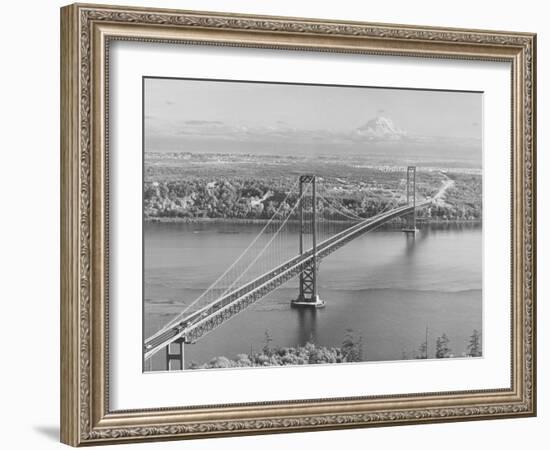 Tacoma Narrows Bridge from Gig Harbor Towards Tacoma, WA (ca. 1950)-null-Framed Giclee Print