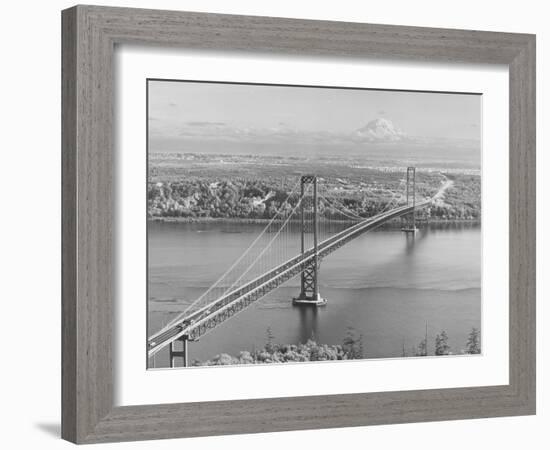 Tacoma Narrows Bridge from Gig Harbor Towards Tacoma, WA (ca. 1950)-null-Framed Giclee Print