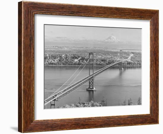 Tacoma Narrows Bridge from Gig Harbor Towards Tacoma, WA (ca. 1950)-null-Framed Giclee Print