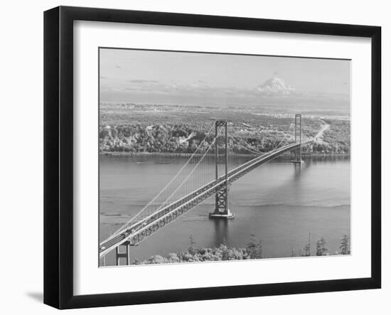 Tacoma Narrows Bridge from Gig Harbor Towards Tacoma, WA (ca. 1950)-null-Framed Giclee Print