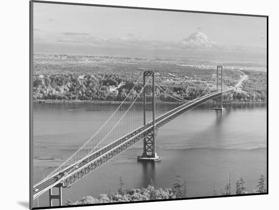 Tacoma Narrows Bridge from Gig Harbor Towards Tacoma, WA (ca. 1950)-null-Mounted Giclee Print