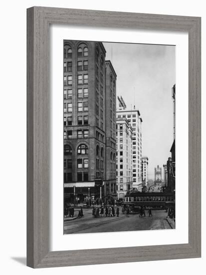 Tacoma, WA - Downtown Main Streets View Photograph-Lantern Press-Framed Art Print