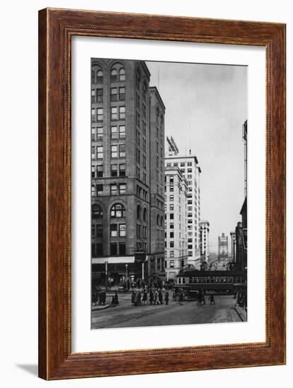 Tacoma, WA - Downtown Main Streets View Photograph-Lantern Press-Framed Art Print