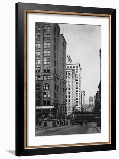 Tacoma, WA - Downtown Main Streets View Photograph-Lantern Press-Framed Art Print