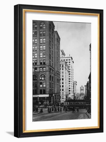Tacoma, WA - Downtown Main Streets View Photograph-Lantern Press-Framed Art Print