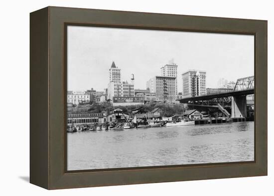 Tacoma, WA - Skyline View of Downtown Photograph-Lantern Press-Framed Stretched Canvas