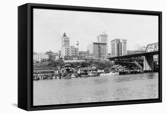 Tacoma, WA - Skyline View of Downtown Photograph-Lantern Press-Framed Stretched Canvas