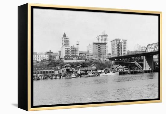 Tacoma, WA - Skyline View of Downtown Photograph-Lantern Press-Framed Stretched Canvas