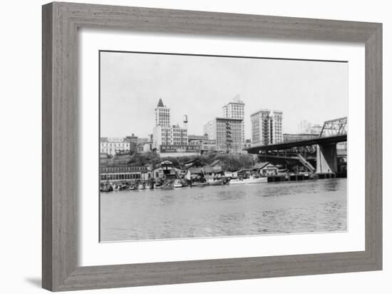 Tacoma, WA - Skyline View of Downtown Photograph-Lantern Press-Framed Art Print