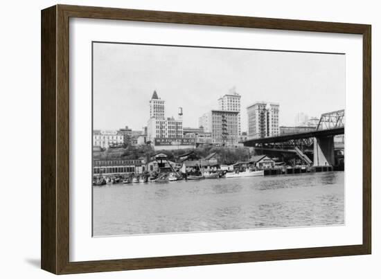 Tacoma, WA - Skyline View of Downtown Photograph-Lantern Press-Framed Art Print