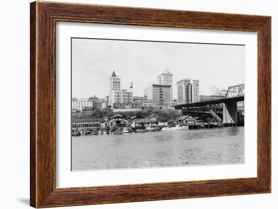 Tacoma, WA - Skyline View of Downtown Photograph-Lantern Press-Framed Art Print