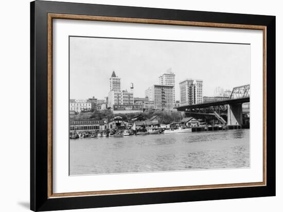 Tacoma, WA - Skyline View of Downtown Photograph-Lantern Press-Framed Art Print