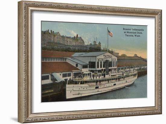 Tacoma, WA - View of Municipal Dock with Steamer-Lantern Press-Framed Art Print