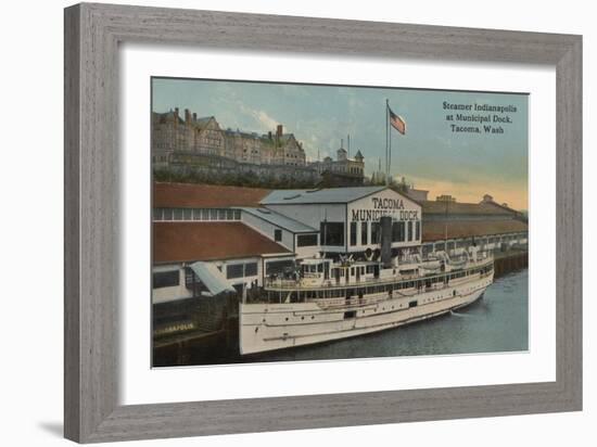 Tacoma, WA - View of Municipal Dock with Steamer-Lantern Press-Framed Art Print