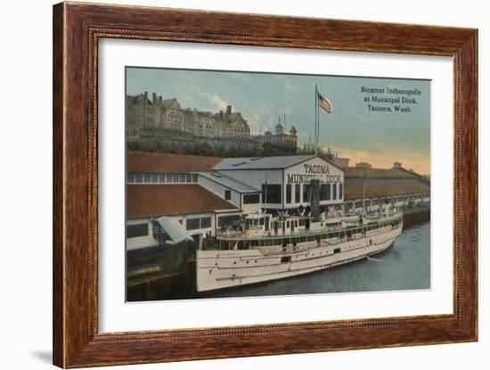 Tacoma, WA - View of Municipal Dock with Steamer-Lantern Press-Framed Art Print