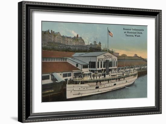 Tacoma, WA - View of Municipal Dock with Steamer-Lantern Press-Framed Art Print