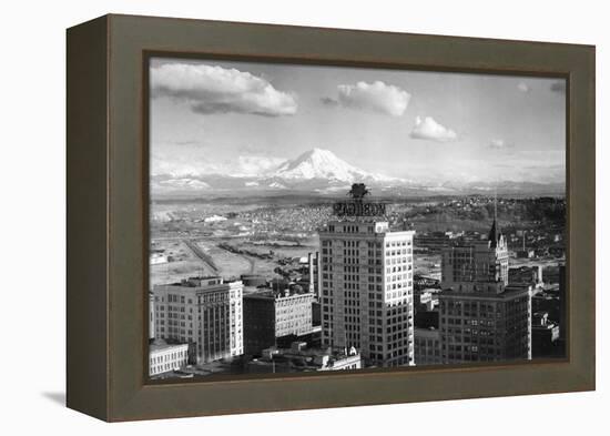 Tacoma, WA View of Rainier from Medical Arts Building Photograph - Tacoma, WA-Lantern Press-Framed Stretched Canvas