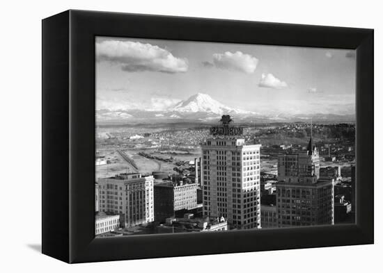 Tacoma, WA View of Rainier from Medical Arts Building Photograph - Tacoma, WA-Lantern Press-Framed Stretched Canvas