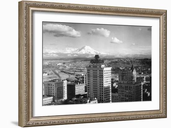 Tacoma, WA View of Rainier from Medical Arts Building Photograph - Tacoma, WA-Lantern Press-Framed Art Print