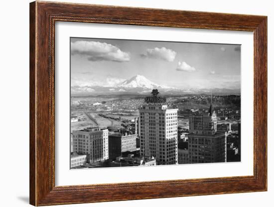 Tacoma, WA View of Rainier from Medical Arts Building Photograph - Tacoma, WA-Lantern Press-Framed Art Print