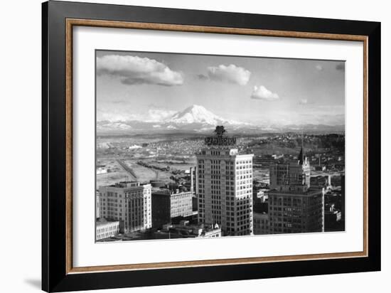 Tacoma, WA View of Rainier from Medical Arts Building Photograph - Tacoma, WA-Lantern Press-Framed Art Print