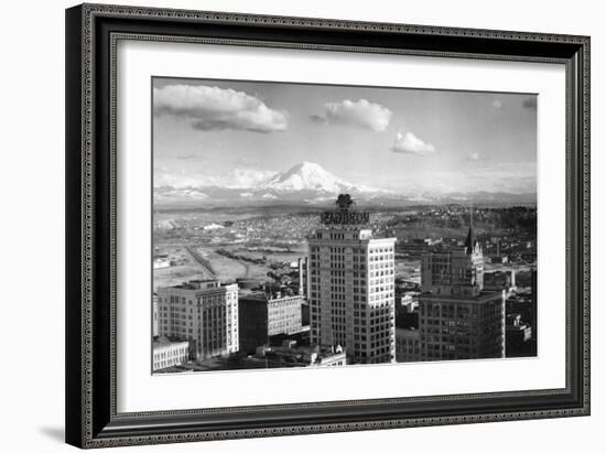 Tacoma, WA View of Rainier from Medical Arts Building Photograph - Tacoma, WA-Lantern Press-Framed Art Print