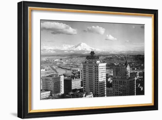 Tacoma, WA View of Rainier from Medical Arts Building Photograph - Tacoma, WA-Lantern Press-Framed Art Print