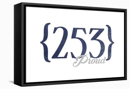 Tacoma, Washington - 253 Area Code (Blue)-Lantern Press-Framed Stretched Canvas