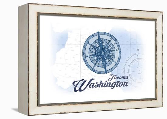 Tacoma, Washington - Compass - Blue - Coastal Icon-Lantern Press-Framed Stretched Canvas