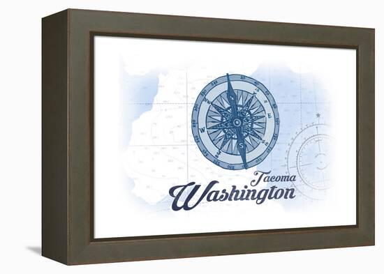 Tacoma, Washington - Compass - Blue - Coastal Icon-Lantern Press-Framed Stretched Canvas
