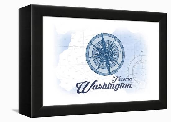 Tacoma, Washington - Compass - Blue - Coastal Icon-Lantern Press-Framed Stretched Canvas