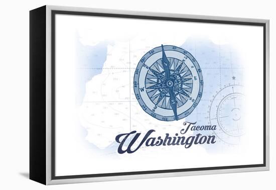 Tacoma, Washington - Compass - Blue - Coastal Icon-Lantern Press-Framed Stretched Canvas