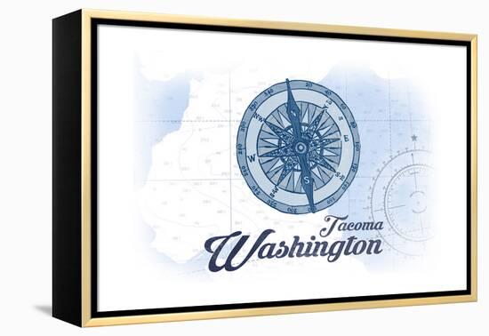 Tacoma, Washington - Compass - Blue - Coastal Icon-Lantern Press-Framed Stretched Canvas