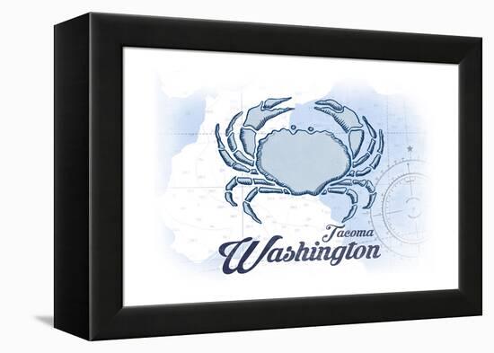 Tacoma, Washington - Crab - Blue - Coastal Icon-Lantern Press-Framed Stretched Canvas