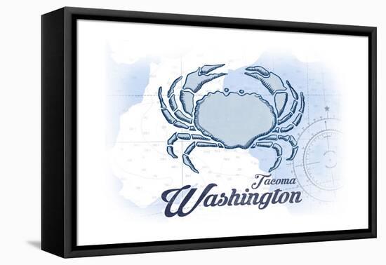Tacoma, Washington - Crab - Blue - Coastal Icon-Lantern Press-Framed Stretched Canvas