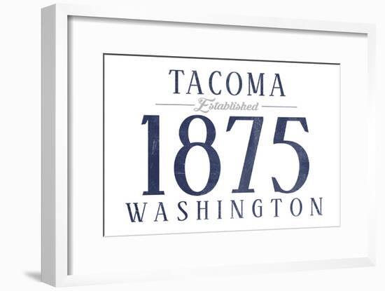 Tacoma, Washington - Established Date (Blue)-Lantern Press-Framed Art Print